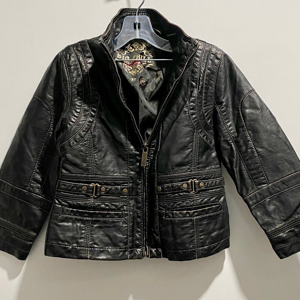 Girls Big Chill Vintage Faux Leather Biker Retro Coat Jacket 4T